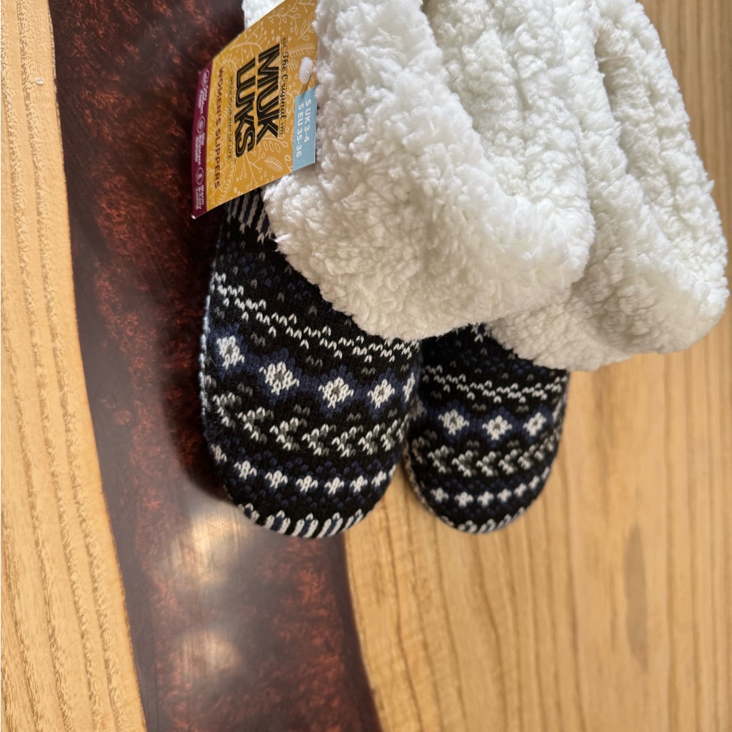 Muk Luks Black And White Women's Slippers